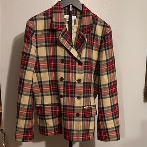 Chaps Women's Red and Cream Plaid Blazer